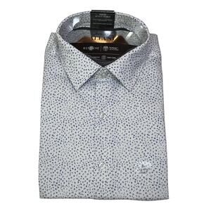 Alfani Men's Slim-Fit Dash-Print Dress Shirt white cobalt 17-17.5 36-37 $65